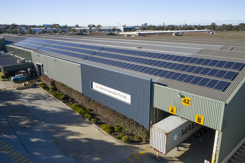 Commercial solar power system installed at Rheem factory in Rydalmere, Sydney